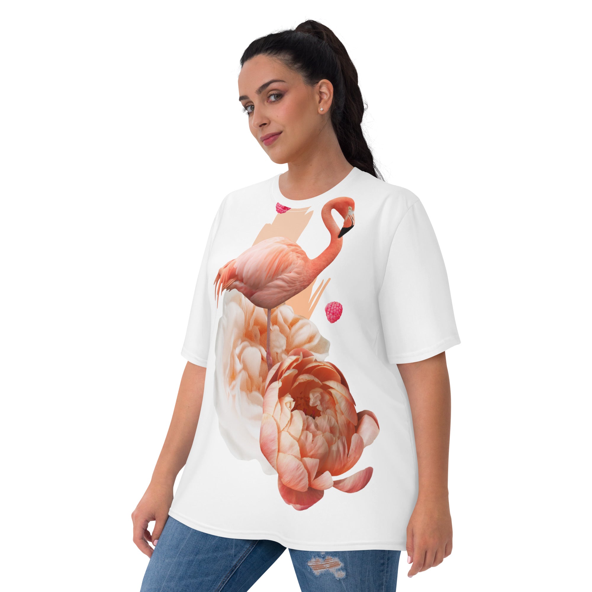 Women's T-shirt, Customized T Shirt, Flaming-Roses-T Shirt, Playful T Shirt