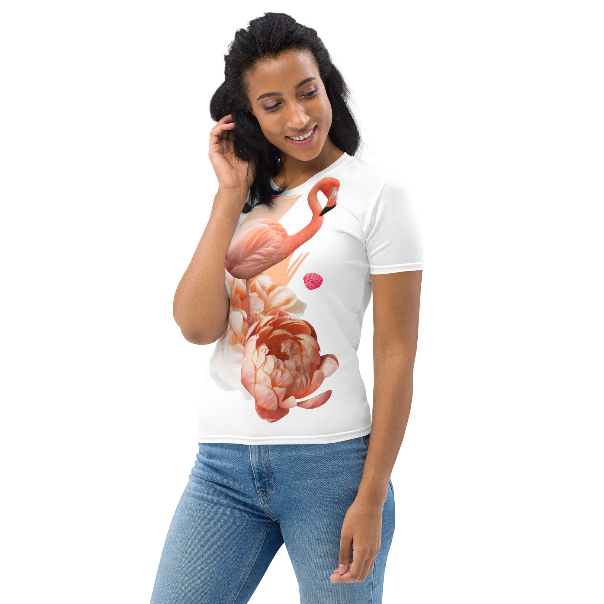 Women's T-shirt, Customized T Shirt, Flaming-Roses-T Shirt, Playful T Shirt