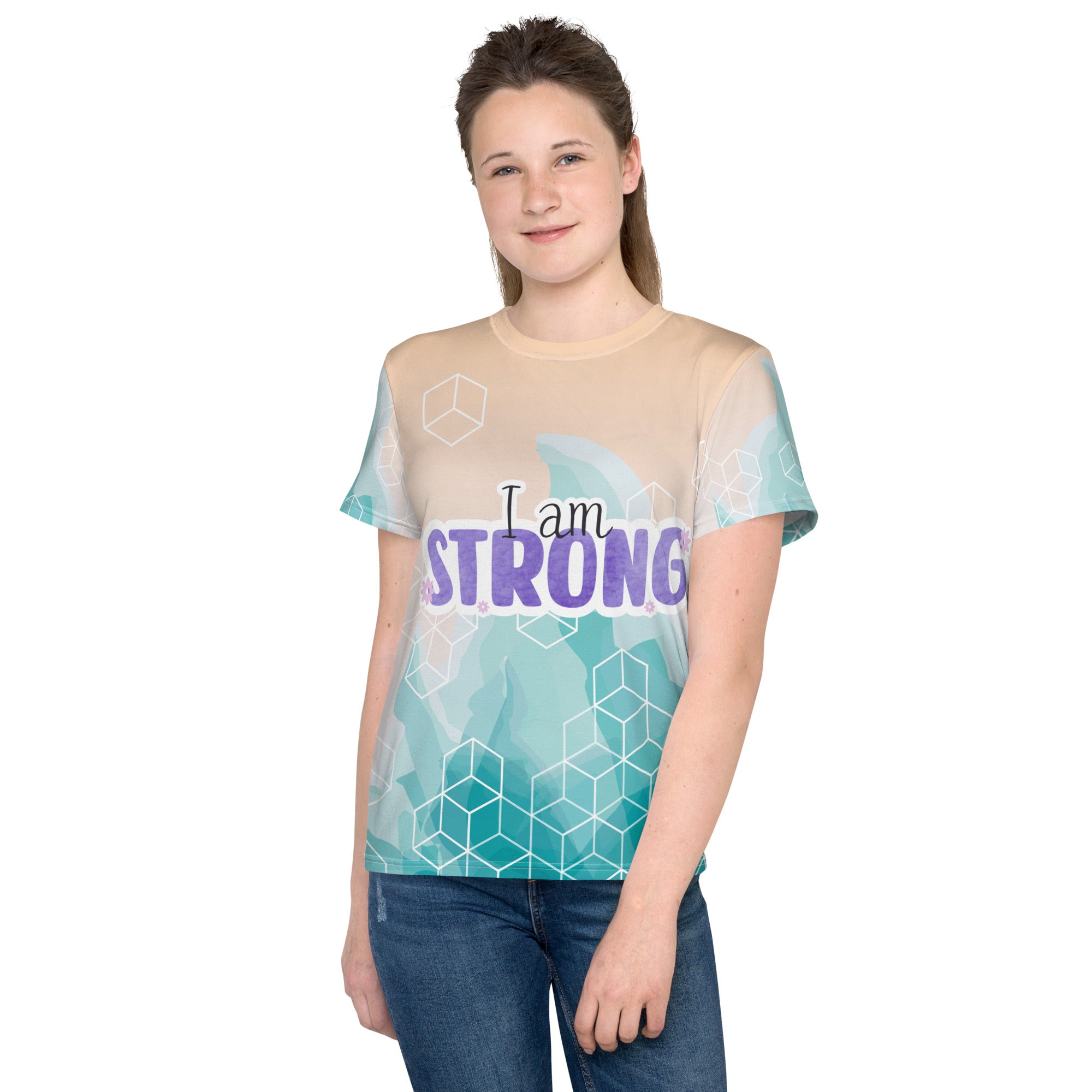 Youth crew neck t-shirt, I Am Strong T Shirt, Youth Short Sleeve