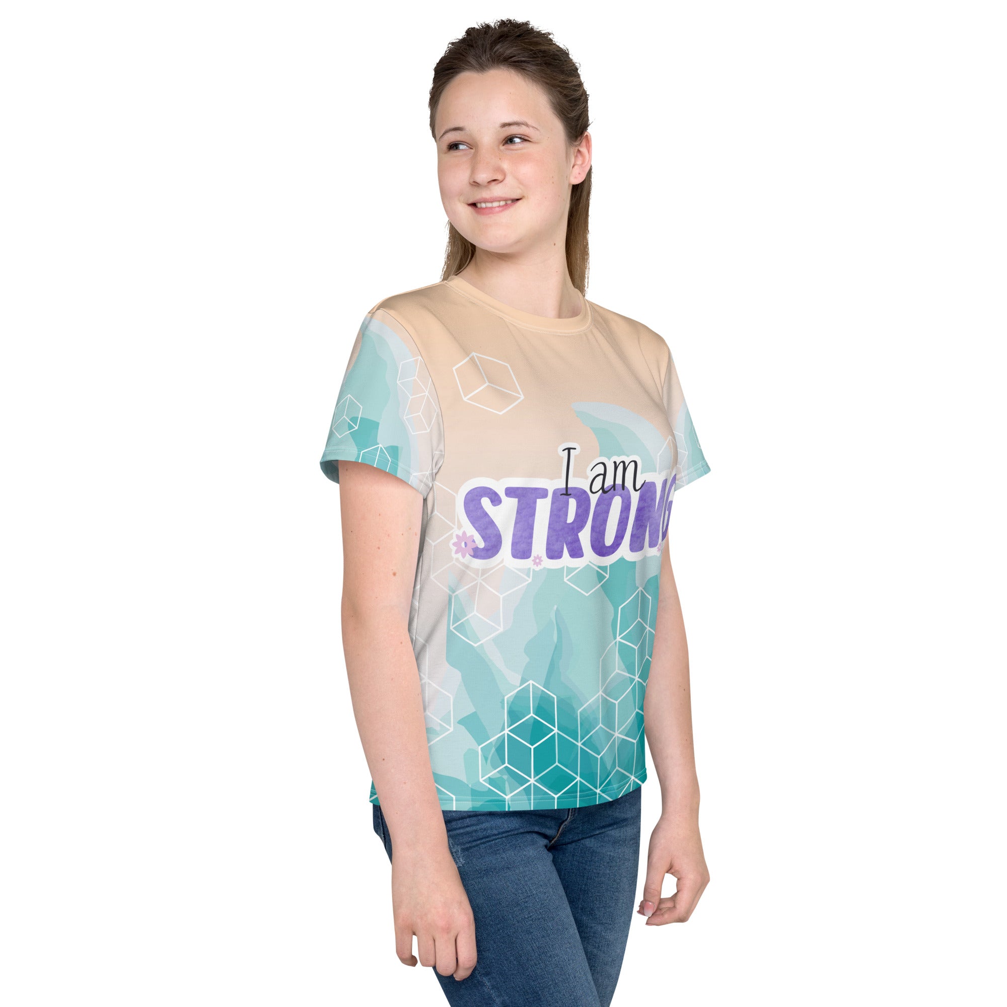 Youth crew neck t-shirt, I Am Strong T Shirt, Youth Short Sleeve
