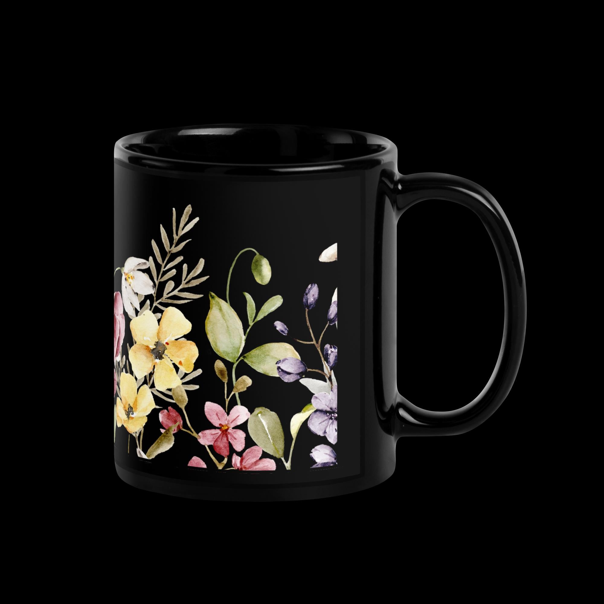 Coffee Cup, Black Glossy Mug, Tea Cup, Gift for dad, gift for mom, gift