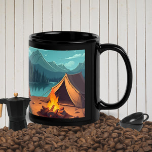 Coffee Cup, Black Glossy Mug, Camper's Mug, gift for dad, gift for mom