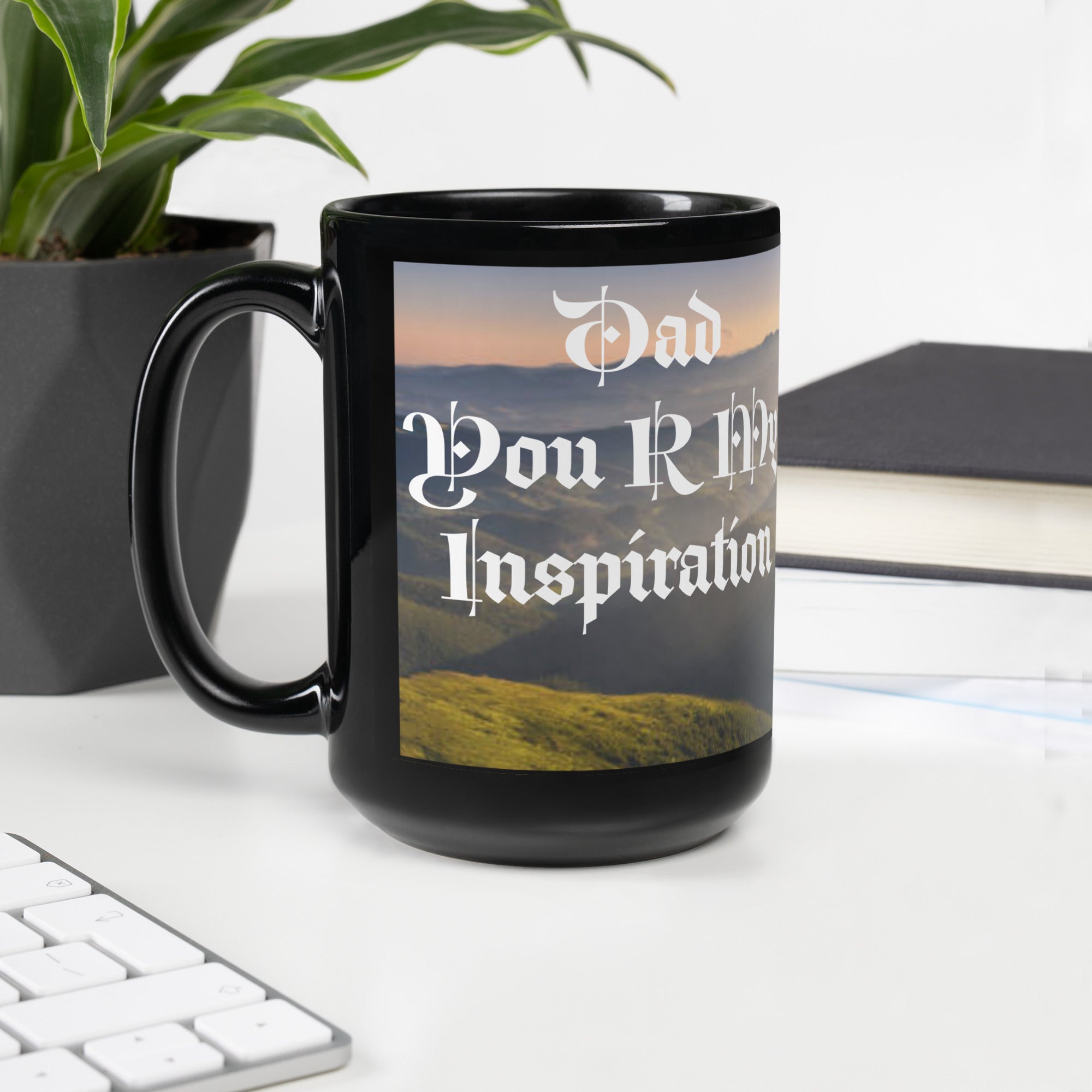 COFFEE CUP,  TEA CUP, Black Glossy Mug, Father's day,  Gift FOR HIM