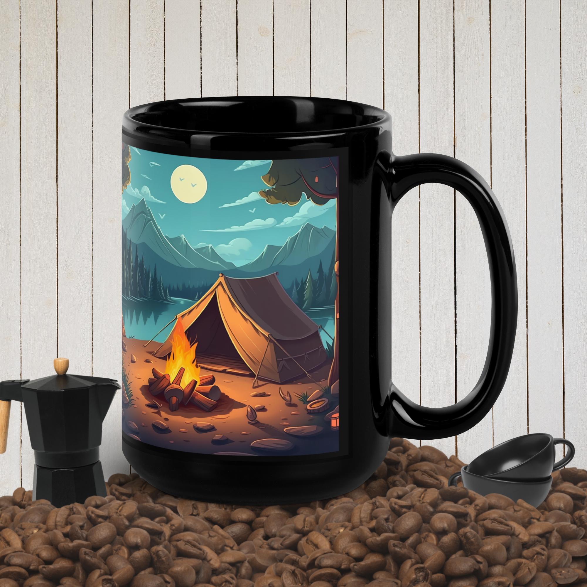 Coffee Cup, Black Glossy Mug, Camper's Mug, gift for dad, gift for mom