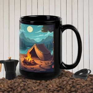 Coffee Cup, Black Glossy Mug, Camper's Mug, gift for dad, gift for mom