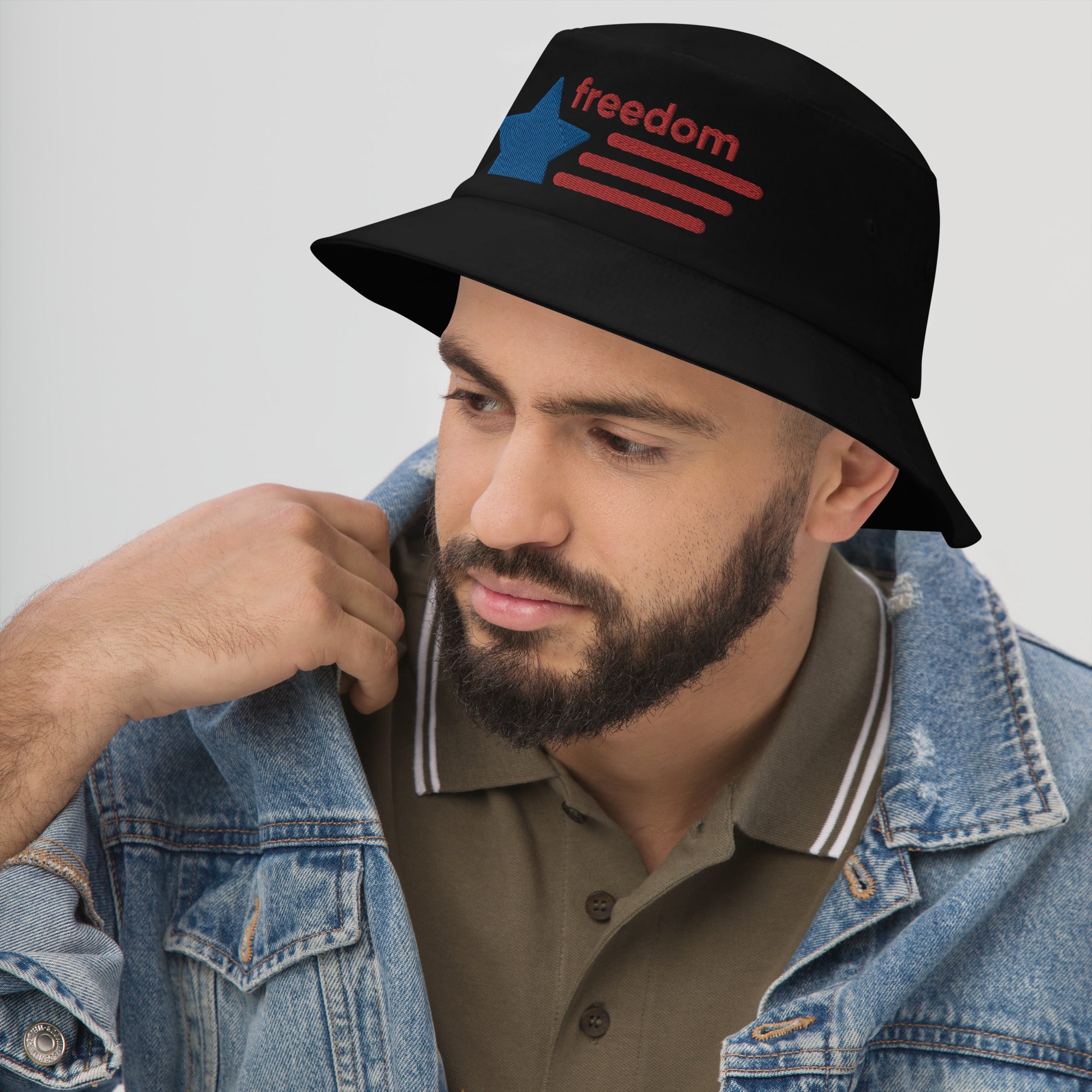 Bucket Hat, Customized Hat, Freedom Hat, Embroidered Hat