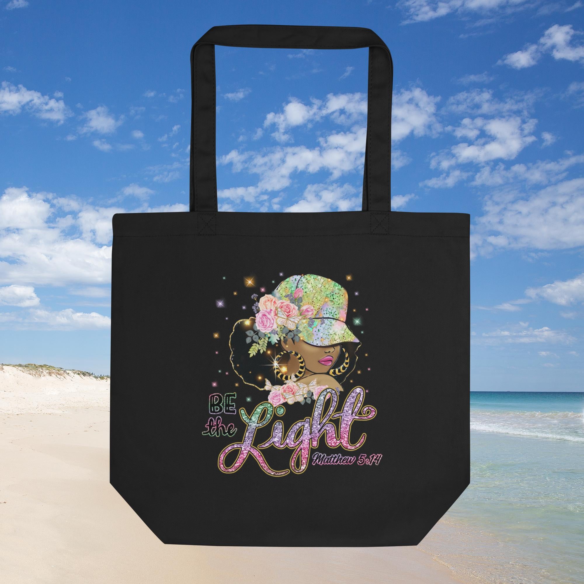 Eco Tote Bag, Design Bag, Customized, Travel, Shopping Black & Cream