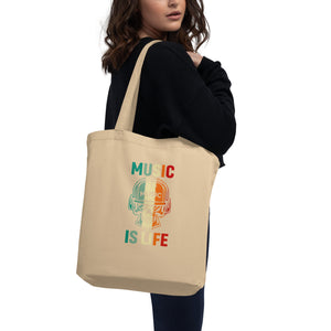 Eco Tote Bag,  Music is Life, Back to School, Gift, Travel, Play