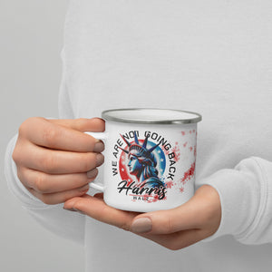 Enamel Mug, White/Red mug, Harris/Walz 2024