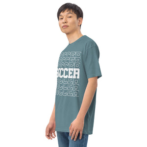 Men’s premium heavyweight tee, Soccer World T Shirt,