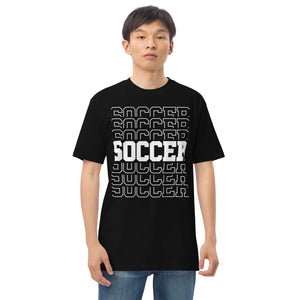 Men’s premium heavyweight tee, Soccer World T Shirt,