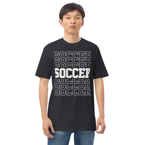 Men’s premium heavyweight tee, Soccer World T Shirt,