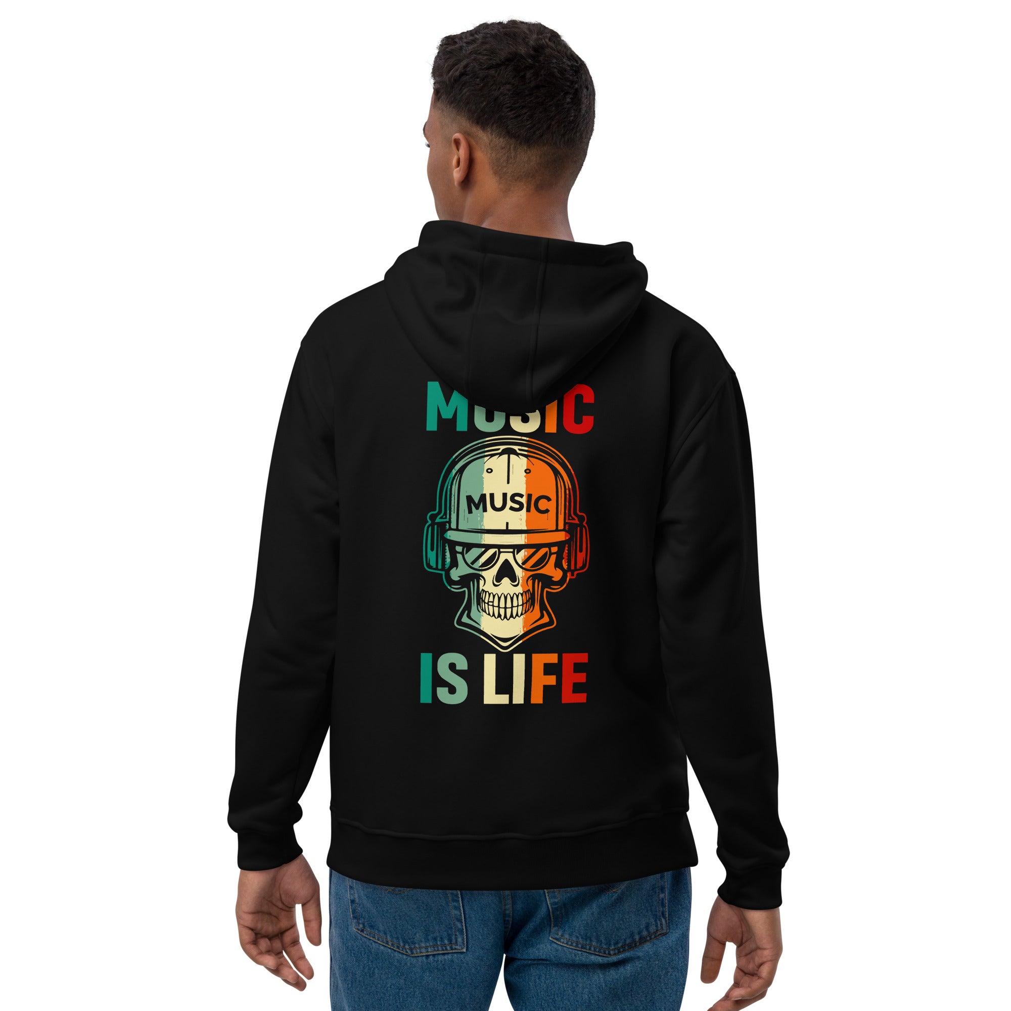 Premium eco hoodie, Music is Life, Back to School, Gift, Travel, Play