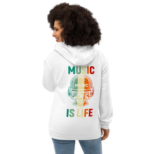 Premium eco hoodie, Music is Life, Back to School, Gift, Travel, Play