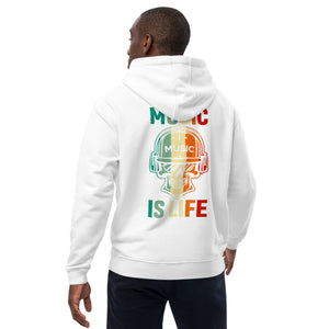 Premium eco hoodie, Music is Life, Back to School, Gift, Travel, Play