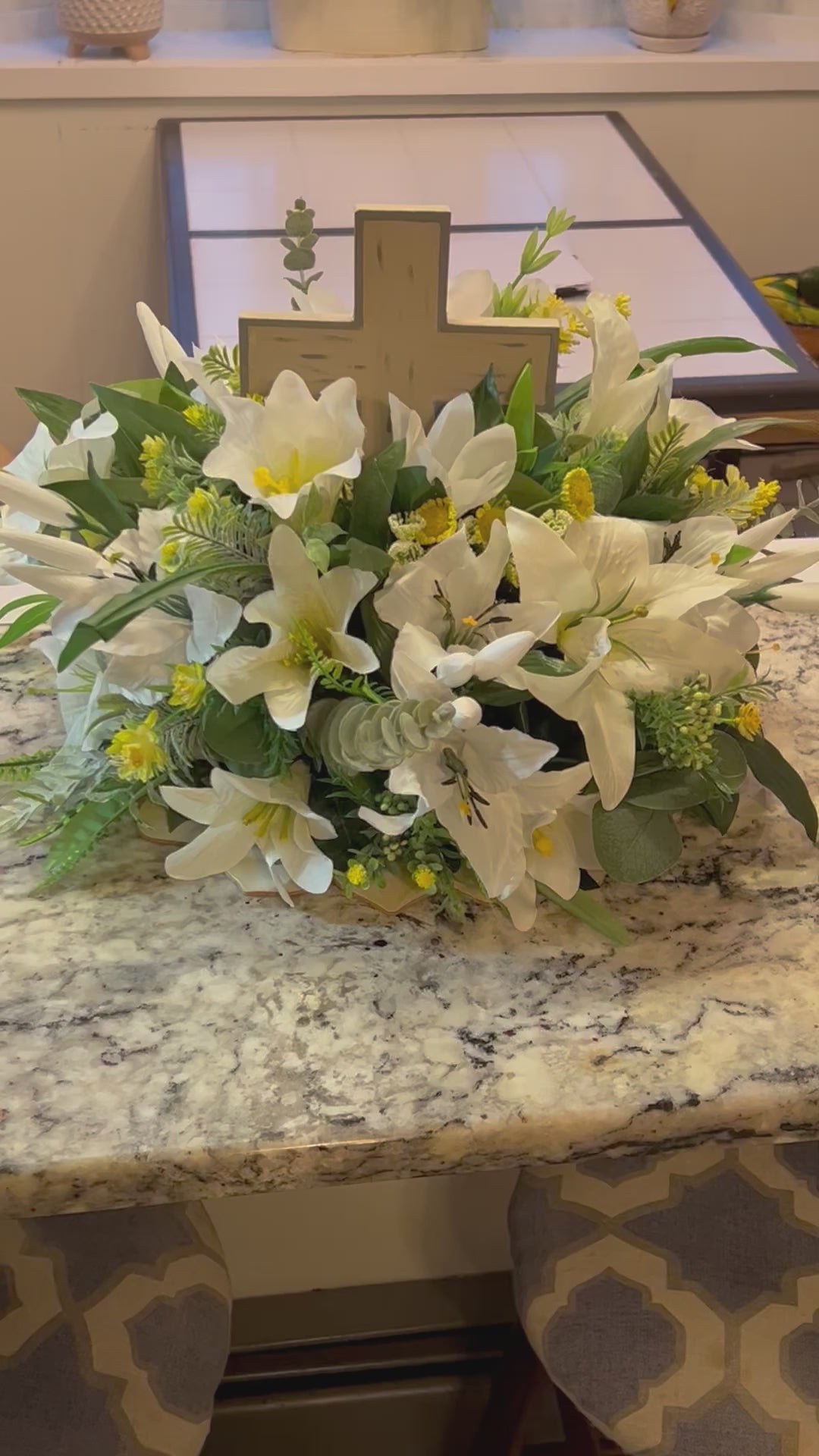 Easter Centerpiece- 20" Diameter X 15" With Cross