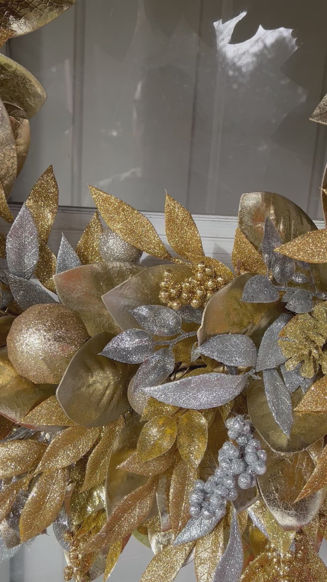 Xmas Wreath, Gold & Silver Magnolia Wreath 36"