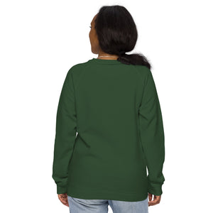 Unisex organic raglan sweatshirt, Welcome Xmas Wagon Dog Sweatshirt
