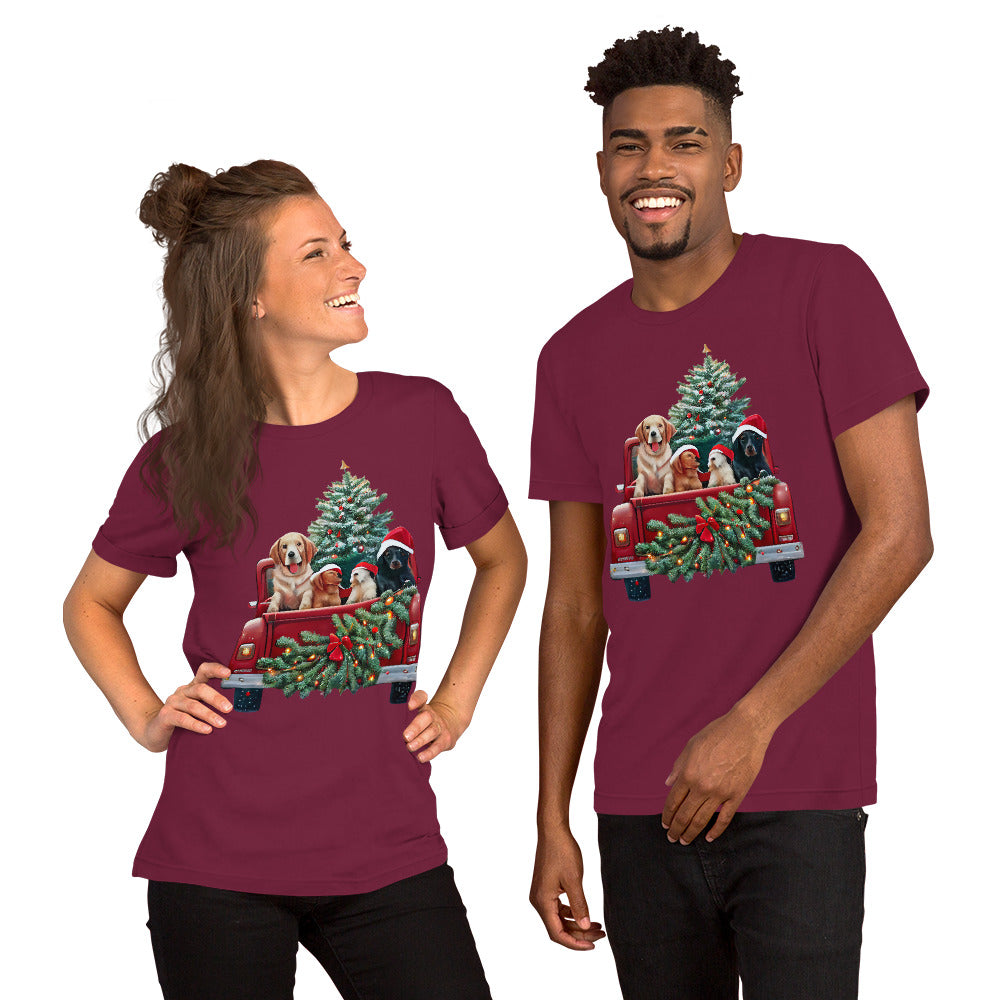 Unisex t-shirt, Christmas T shirt, Welcome Dog Wagon Xmas T shirt