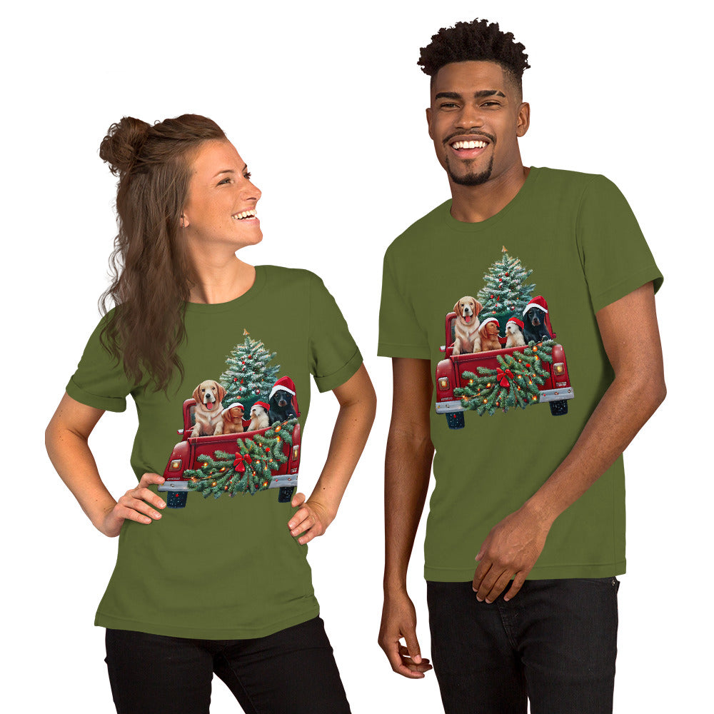 Unisex t-shirt, Christmas T shirt, Welcome Dog Wagon Xmas T shirt