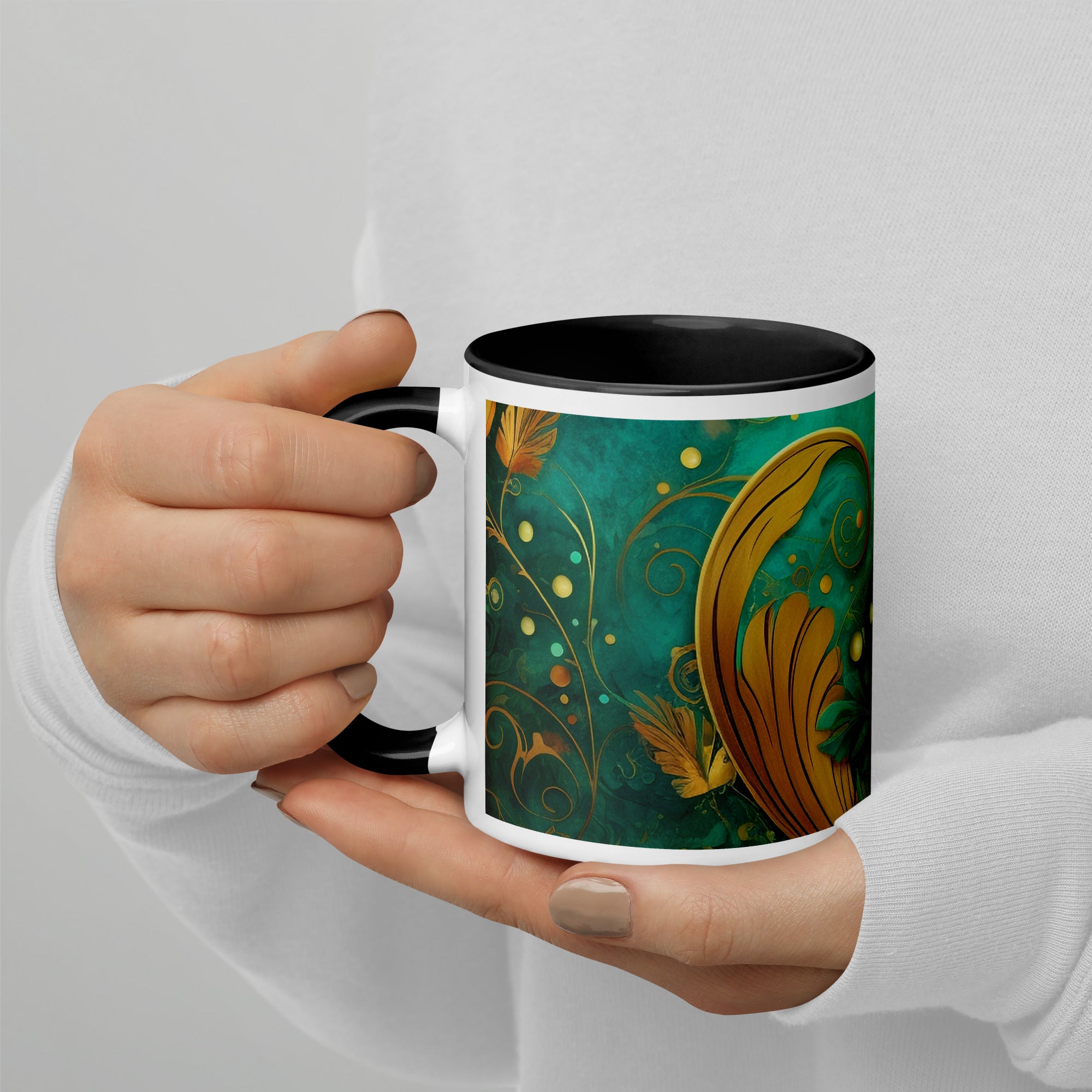 Mug with Color Inside, Christmas Coffee Cup,  11, 15 OZ
