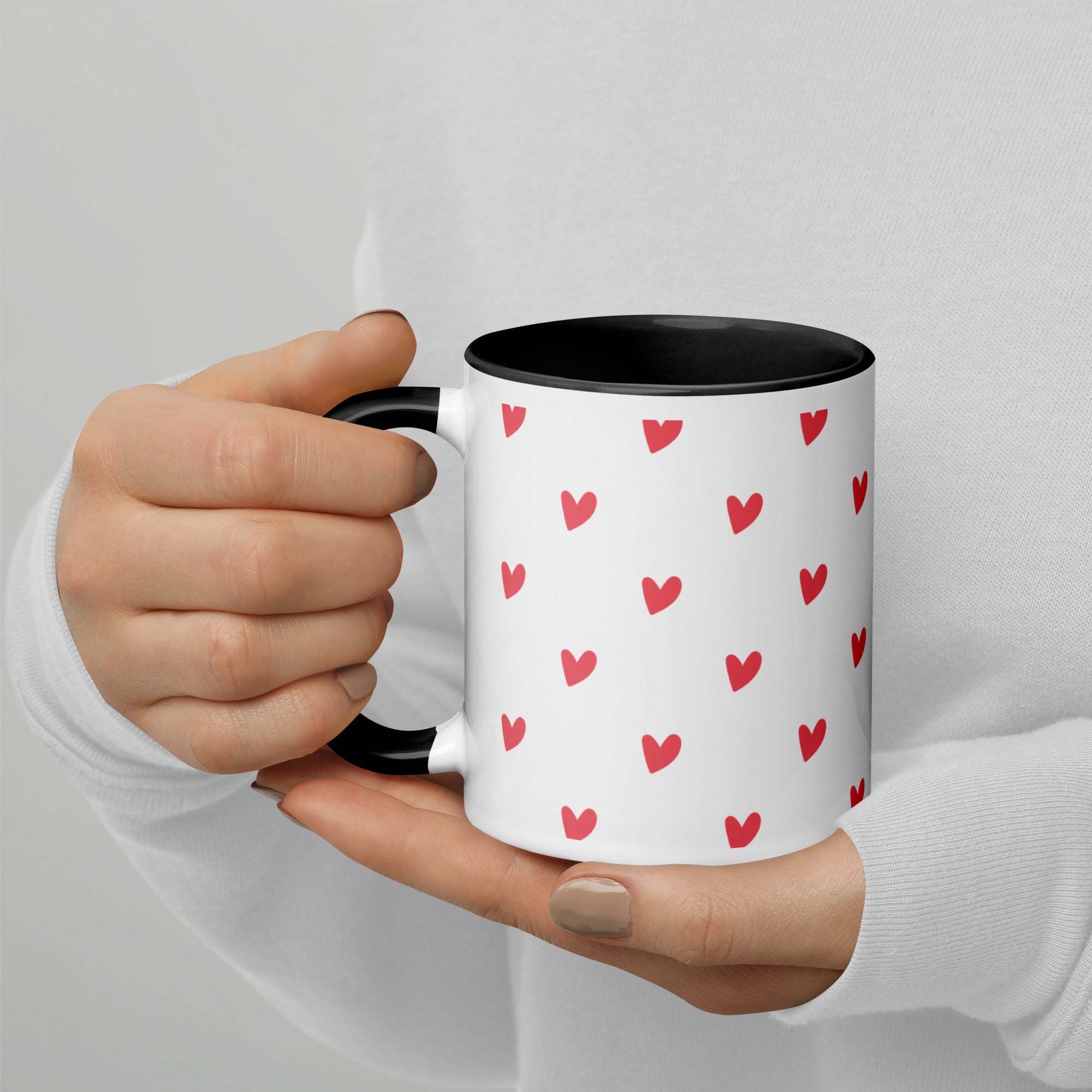 Mug with Color Inside, Heart Coffee Cup, Valentine, Gift
