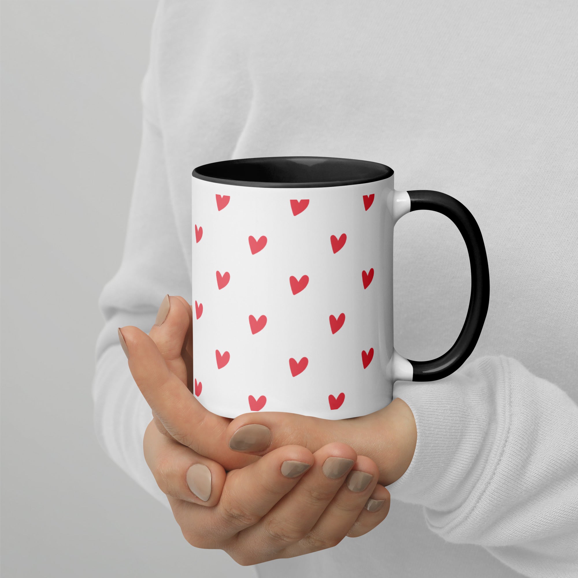 Mug with Color Inside, Heart Coffee Cup, Valentine, Gift