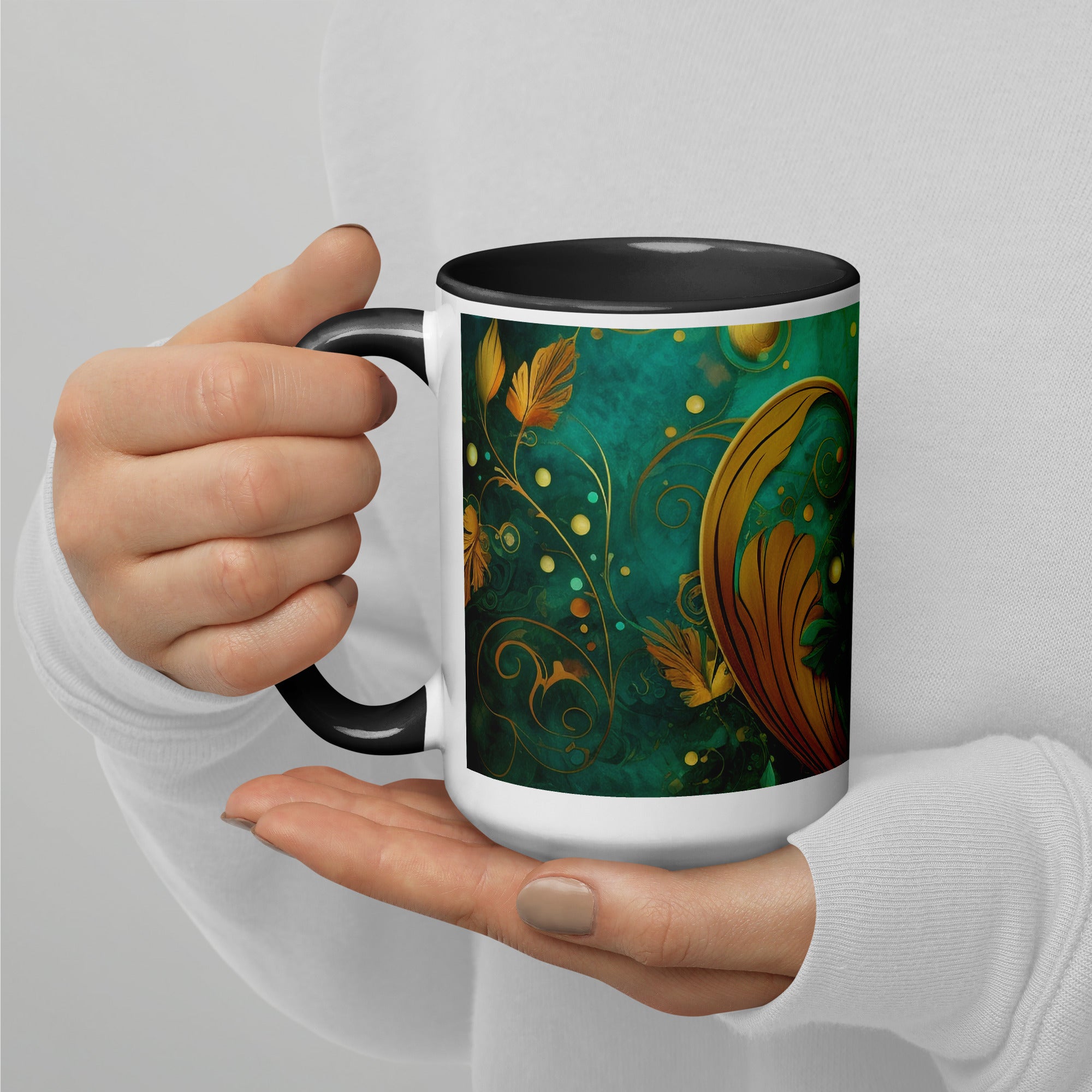 Mug with Color Inside, Christmas Coffee Cup,  11, 15 OZ
