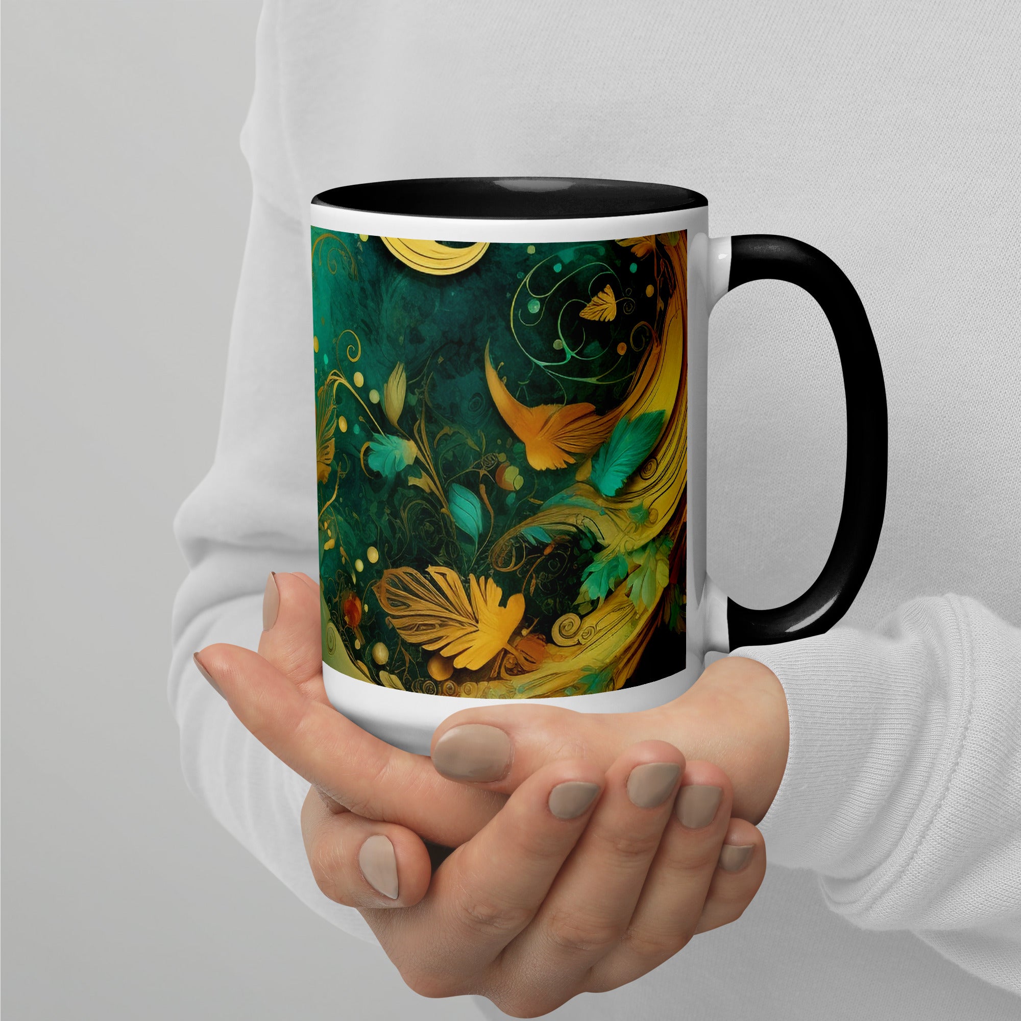 Mug with Color Inside, Christmas Coffee Cup,  11, 15 OZ