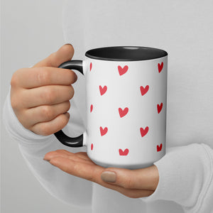 Mug with Color Inside, Heart Coffee Cup, Valentine, Gift