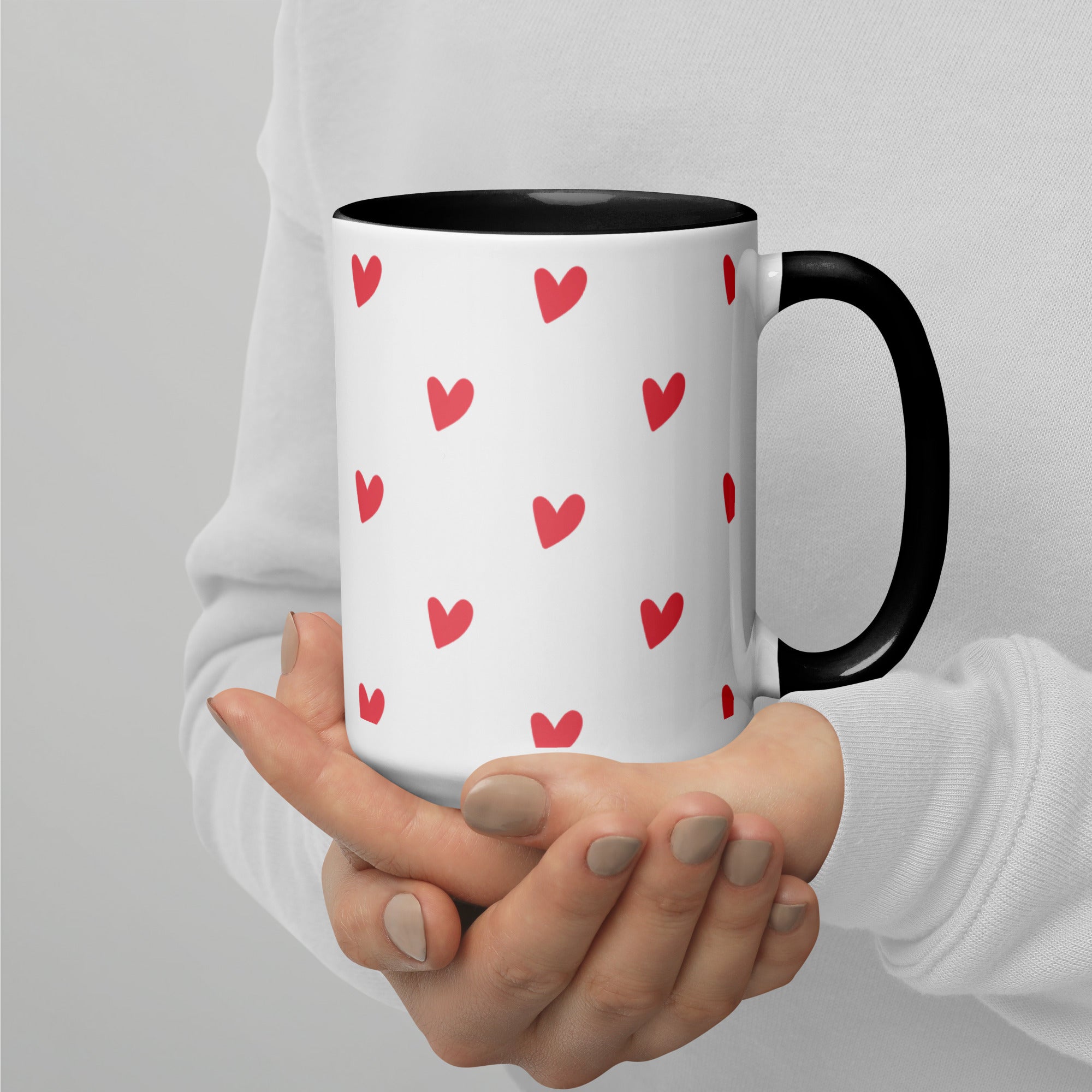 Mug with Color Inside, Heart Coffee Cup, Valentine, Gift