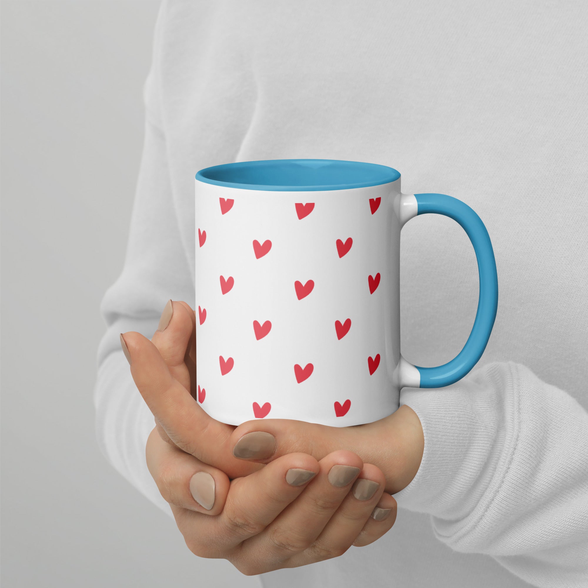 Mug with Color Inside, Heart Coffee Cup, Valentine, Gift