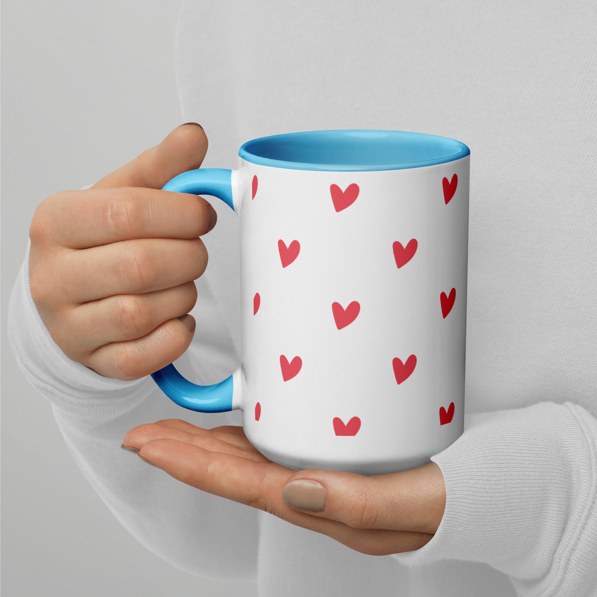 Mug with Color Inside, Heart Coffee Cup, Valentine, Gift