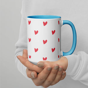 Mug with Color Inside, Heart Coffee Cup, Valentine, Gift