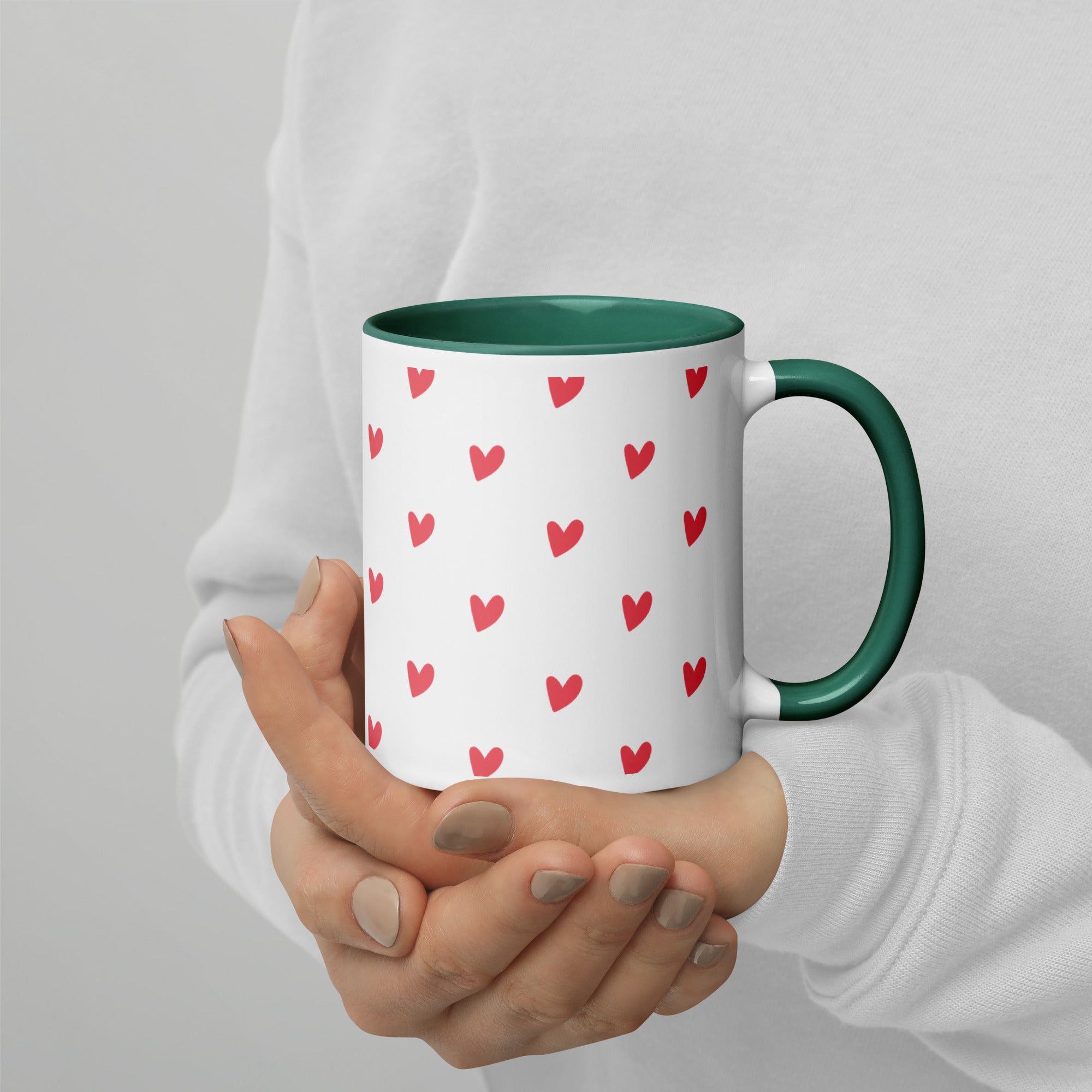 Mug with Color Inside, Heart Coffee Cup, Valentine, Gift