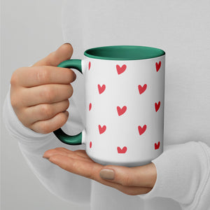 Mug with Color Inside, Heart Coffee Cup, Valentine, Gift