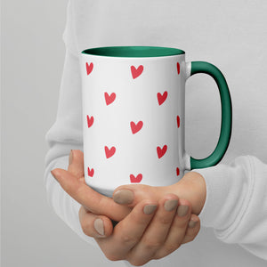 Mug with Color Inside, Heart Coffee Cup, Valentine, Gift