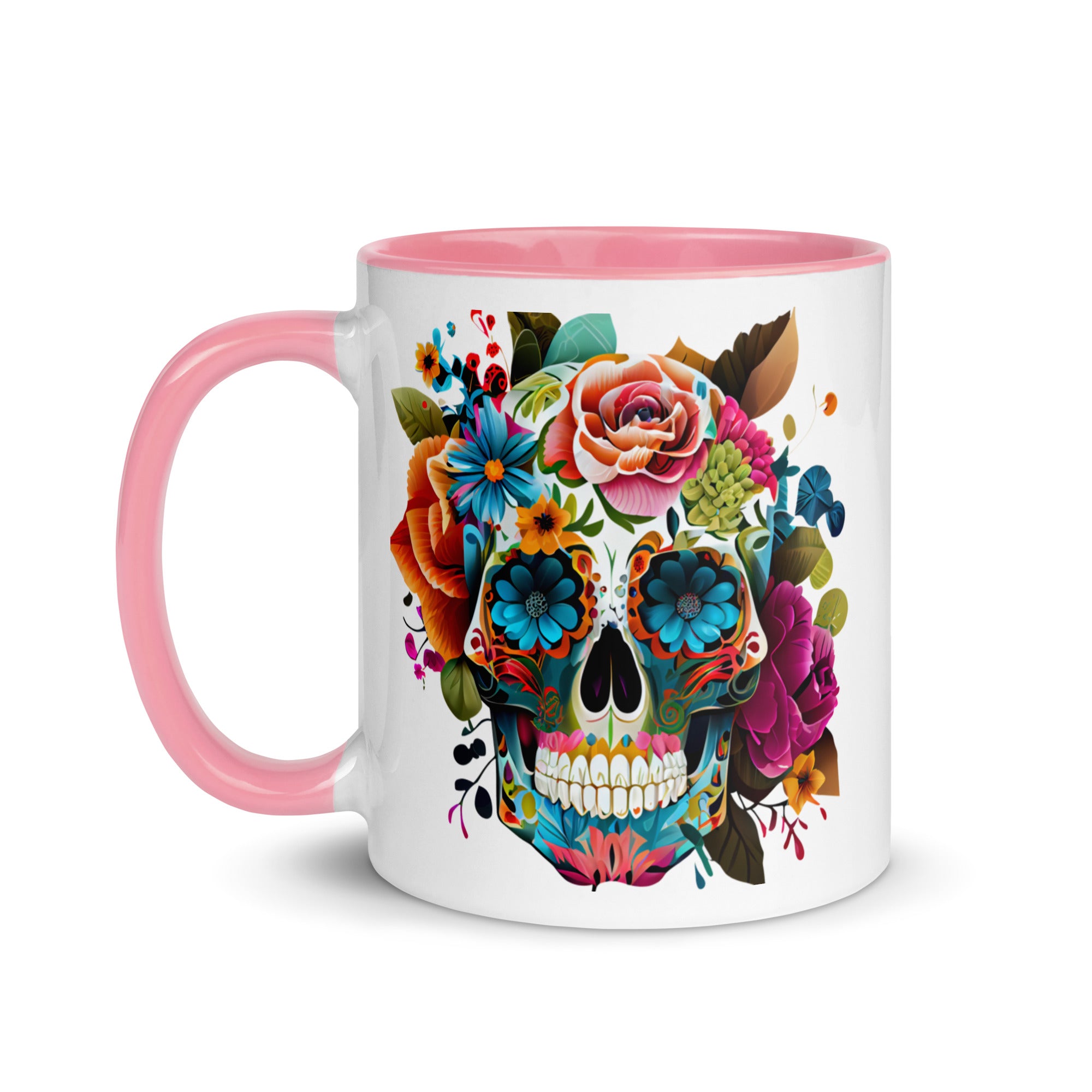 Coffee cup, Mug with Color Inside, Skeleton design, tea cup, gift