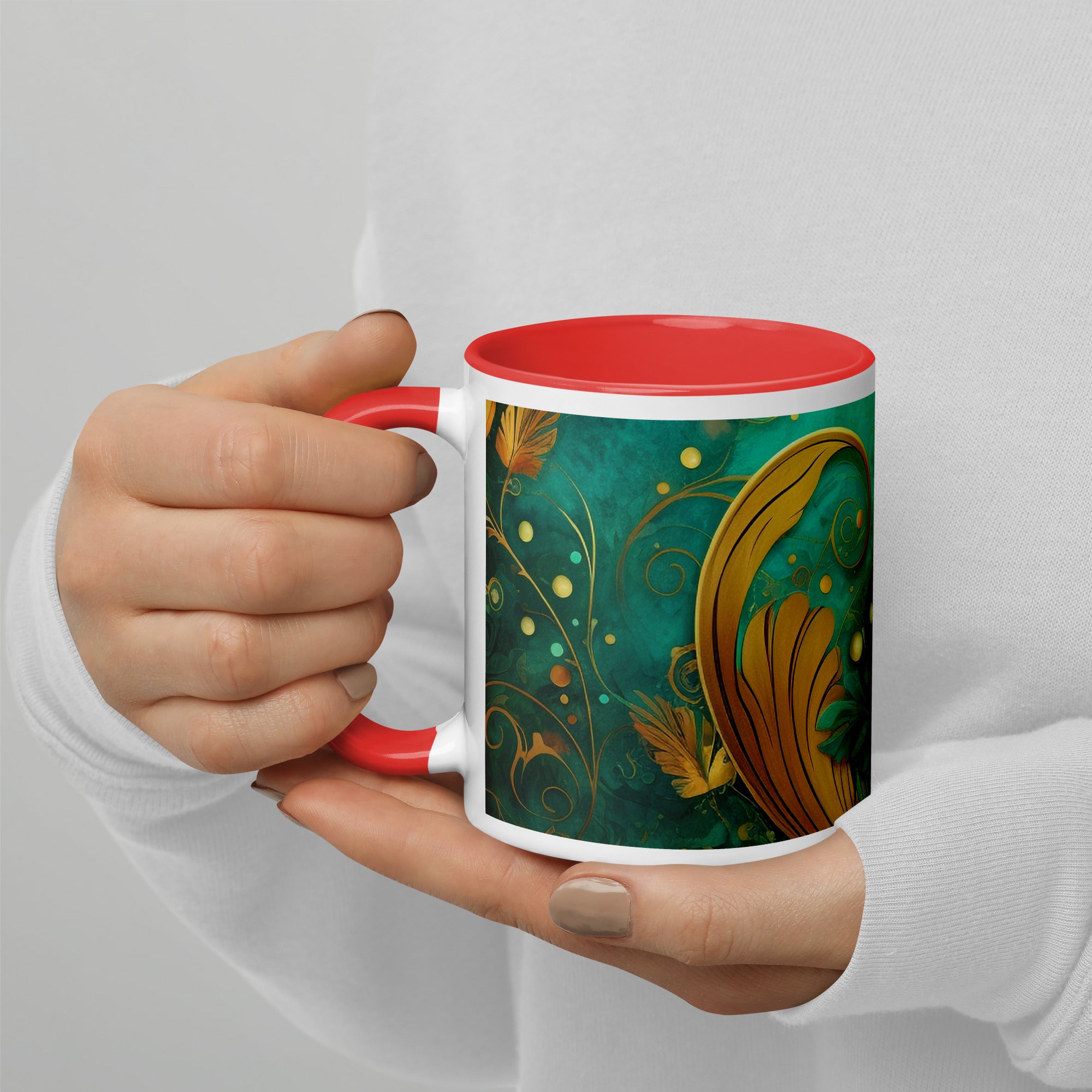 Mug with Color Inside, Christmas Coffee Cup,  11, 15 OZ