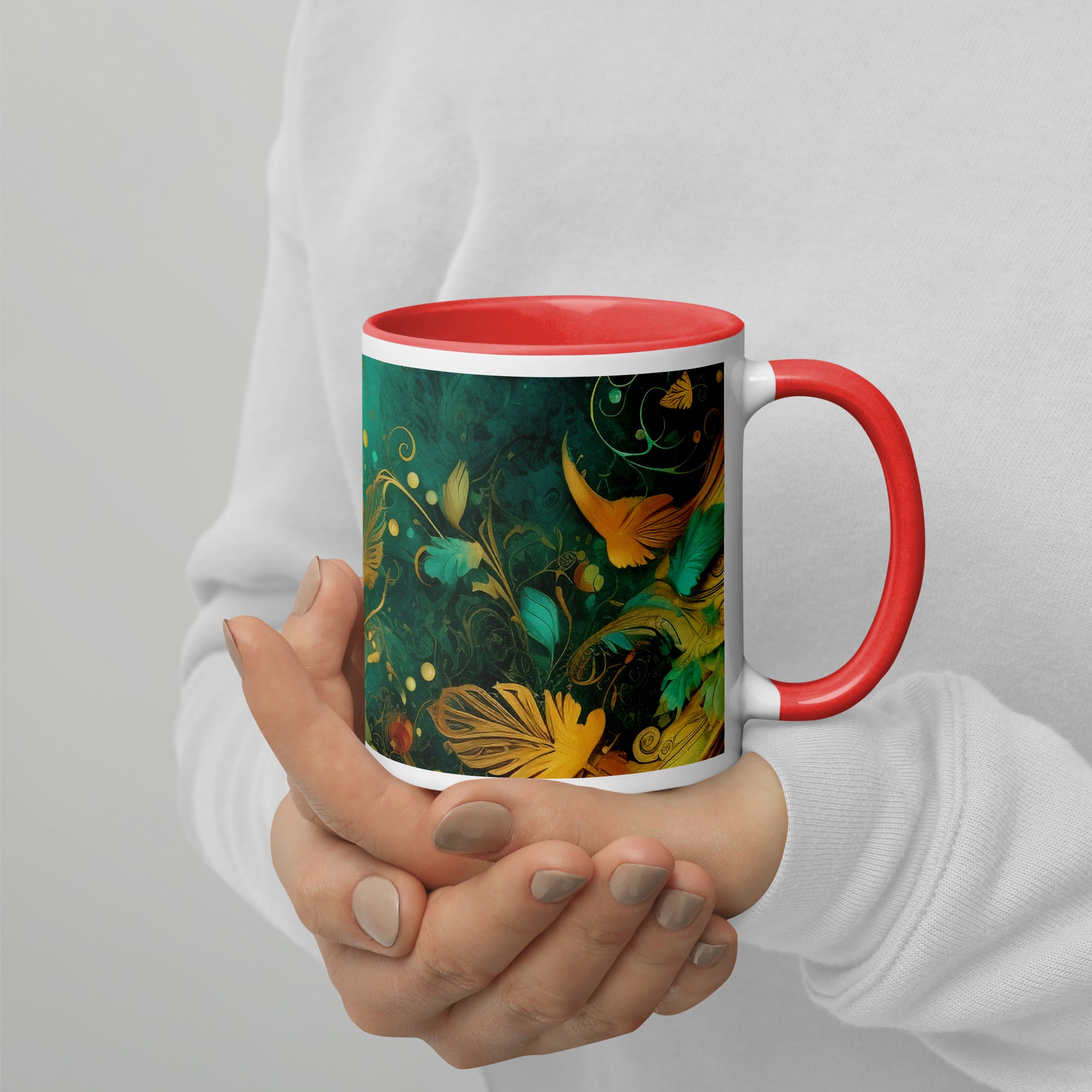 Mug with Color Inside, Christmas Coffee Cup,  11, 15 OZ