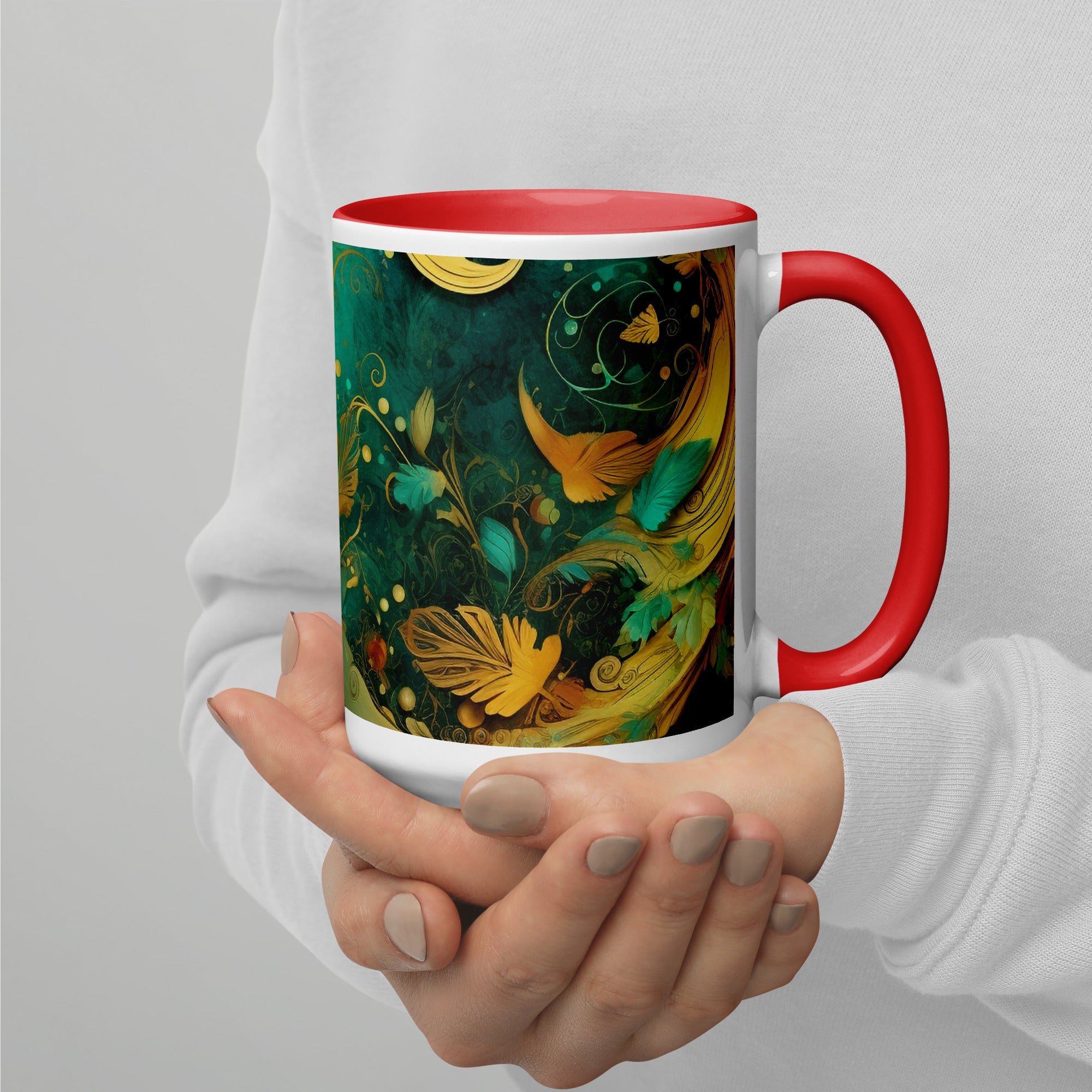 Mug with Color Inside, Christmas Coffee Cup,  11, 15 OZ