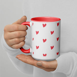 Mug with Color Inside, Heart Coffee Cup, Valentine, Gift