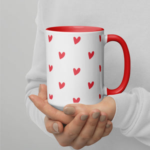 Mug with Color Inside, Heart Coffee Cup, Valentine, Gift