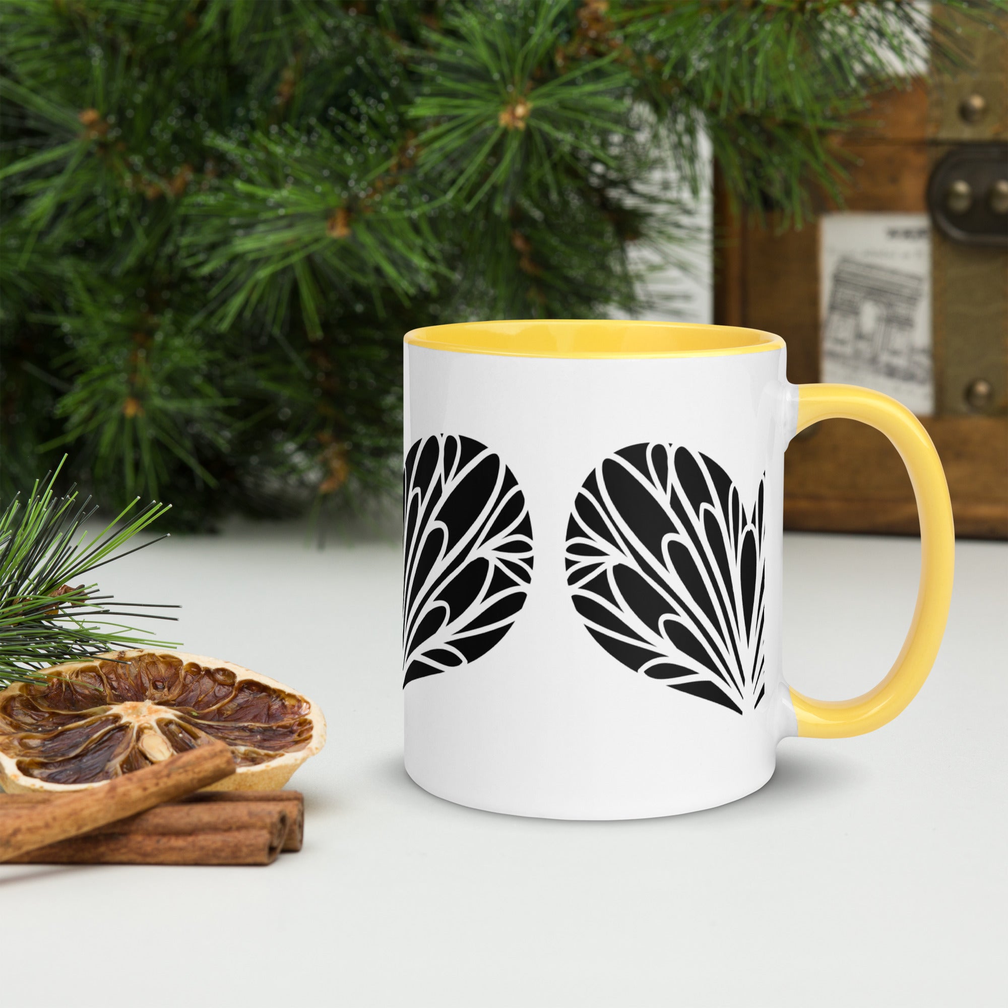 Coffee Mug- Drinking Cup-  Colorful Mug Inside 11" Coffee Cup