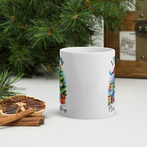 White glossy mug, Christmas Coffee Cup- 11 -15 - 20 OZ