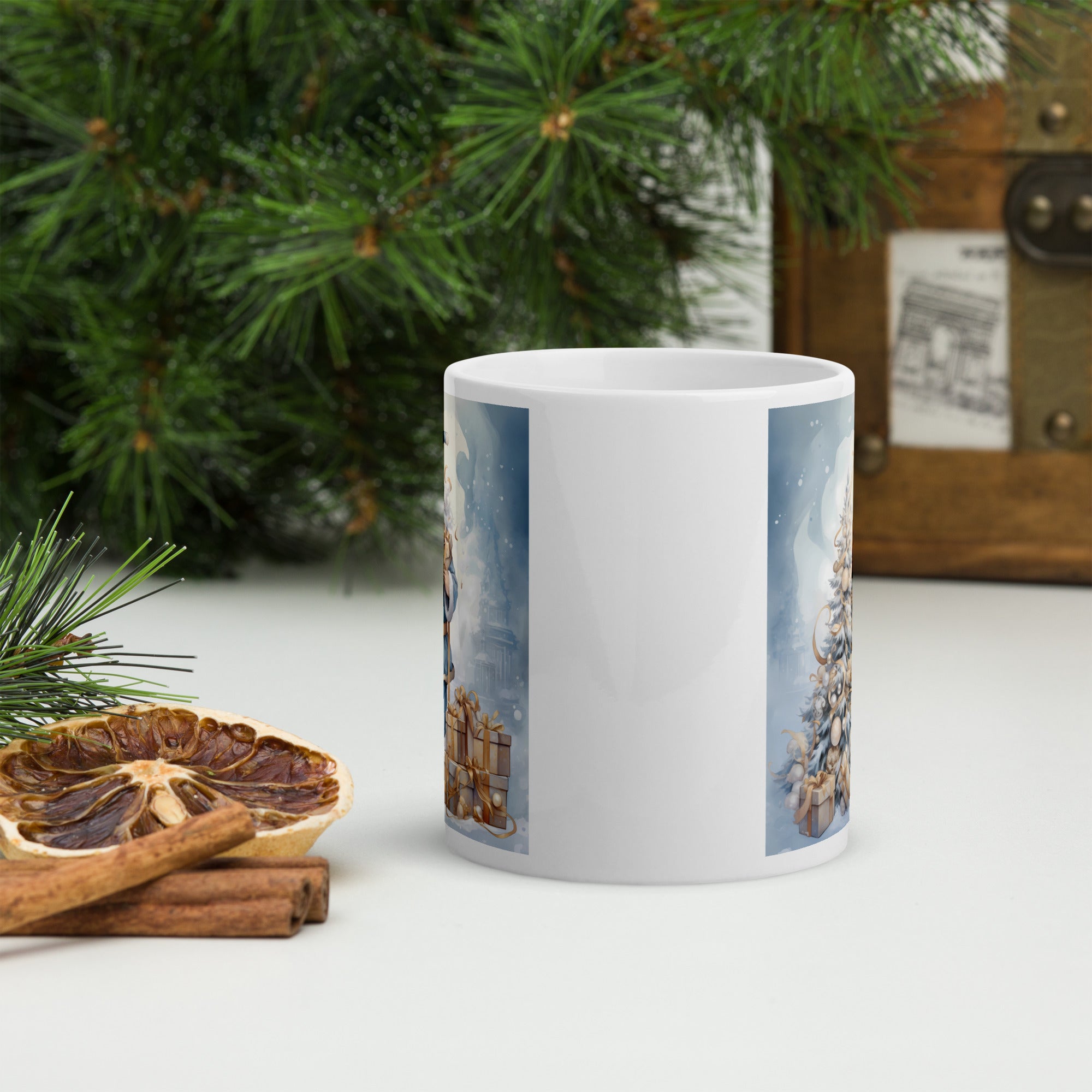 White glossy mug- Christmas Coffee Cup- 11-15-20 OZ