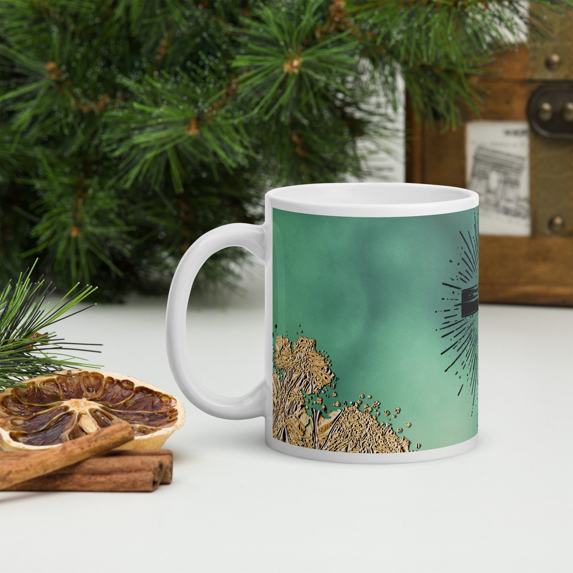 White glossy mug- Christmas Cup, 11-15-20 Oz