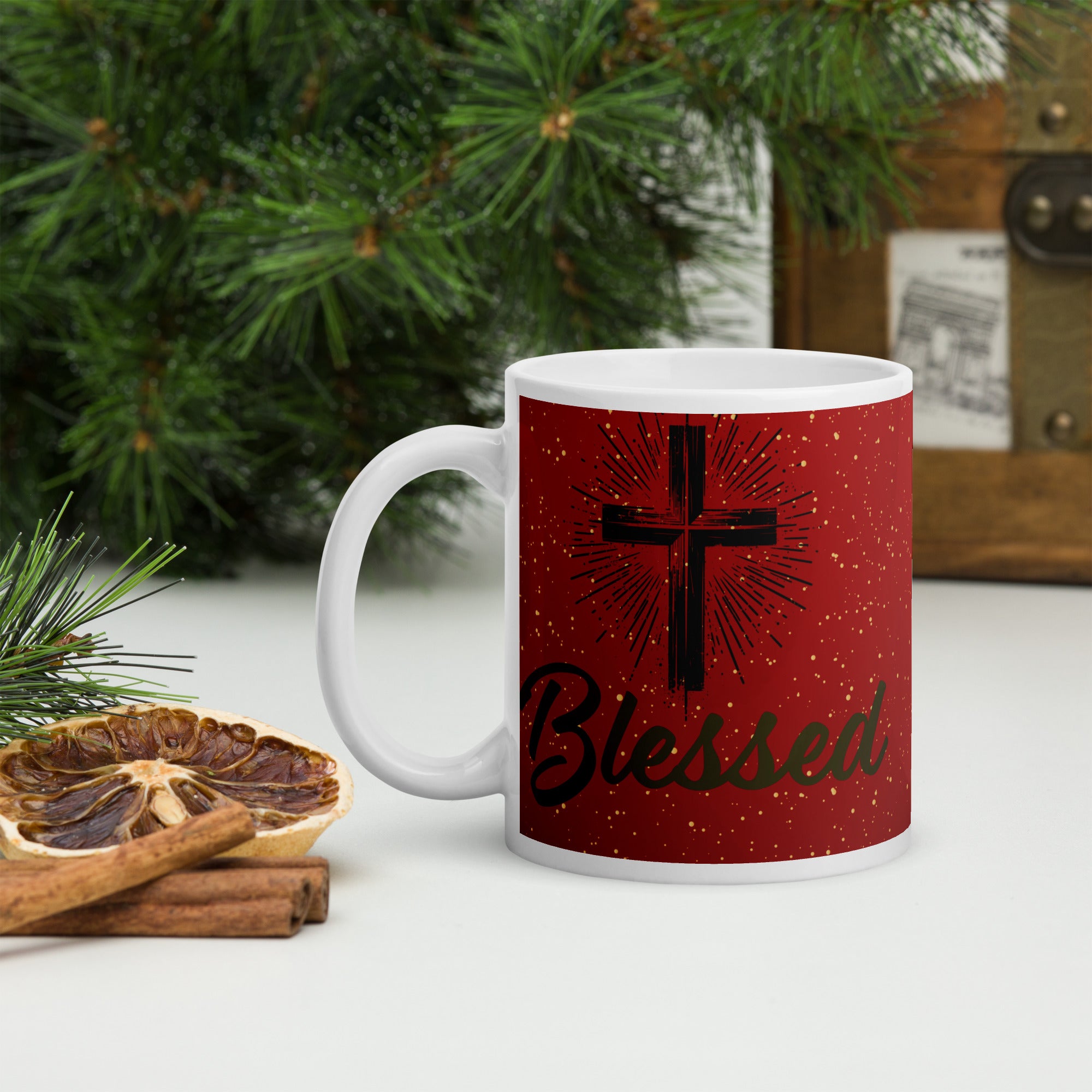 White glossy mug- Christmas Coffee Cup- 11-15-20 OZ