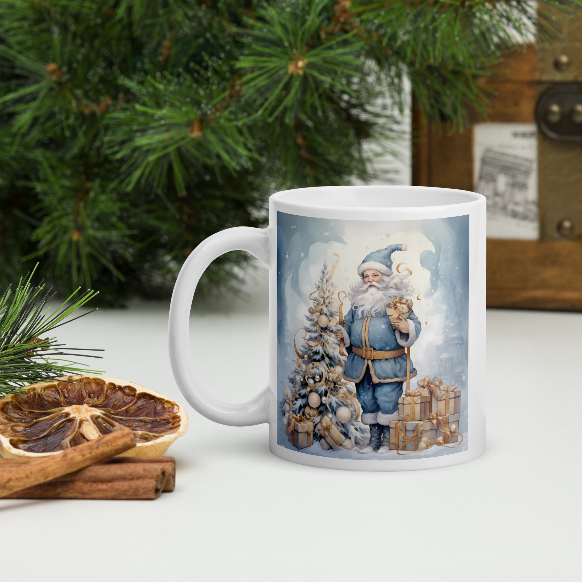White glossy mug- Christmas Coffee Cup- 11-15-20 OZ