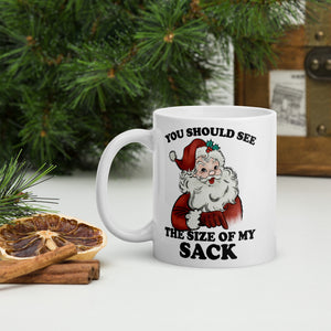 White glossy mug- Christmas Coffee Cup-  Santa Mug  11-15-20 OZ